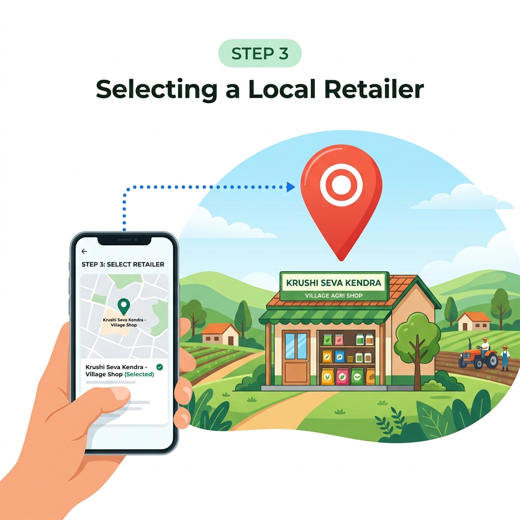 Selecting a Local Krushi Seva Kendra Fertilizer Dealer on FFS App